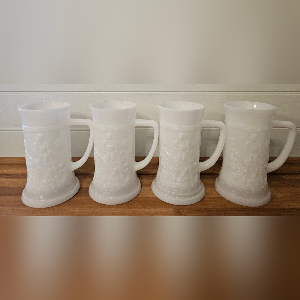 4 Milk Glass Mugs
